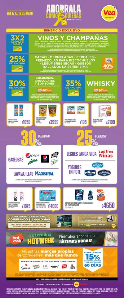 Catálogo Supermercados Vea en La Colonia | Supermercados Vea Fin de Semana Cuyo | 17/5/2024 - 19/5/2024