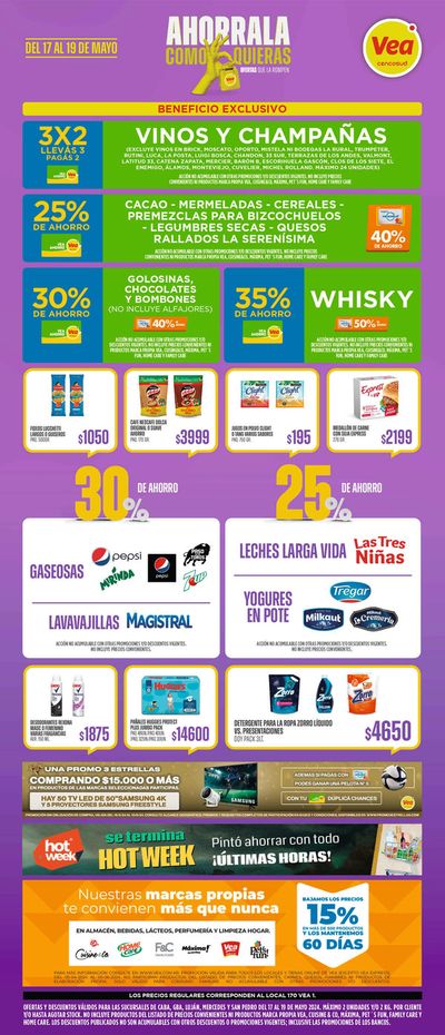 Ofertas de Hiper-Supermercados en La Plata | Supermercados Vea Fin de Semana BS AS de Supermercados Vea | 17/5/2024 - 19/5/2024