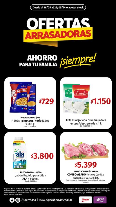 Ofertas de Hiper-Supermercados en Mendoza | Catálogo Hiper Libertad al 22/05 de Hiper Libertad | 17/5/2024 - 22/5/2024