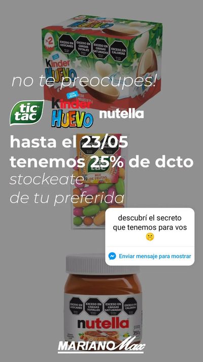 Catálogo Supermercados Mariano Max en Sinsacate | Kinder Nuevo 25% de dcto | 17/5/2024 - 23/5/2024