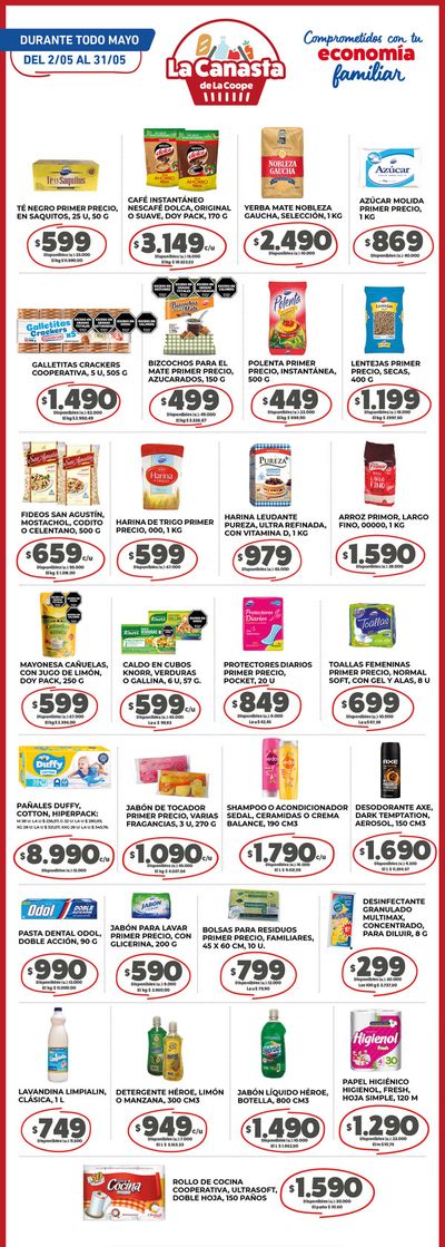 Ofertas de Hiper-Supermercados en Santa Rosa (La Pampa) | Canasta - BS AS, La Pampa y Sta Fe de Cooperativa Obrera | 24/5/2024 - 5/6/2024