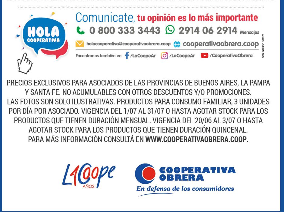Catálogo Cooperativa Obrera en Santa Rosa (La Pampa) | Canasta Digital Secos Julio BS AS | 3/7/2024 - 31/7/2024