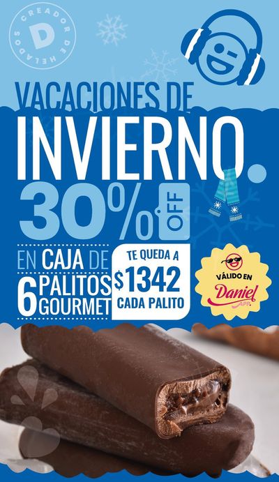 Ofertas de Restaurantes en Vicente López | Vacaciones de Invierno 30% OFF de Daniel Helados | 18/7/2024 - 31/7/2024