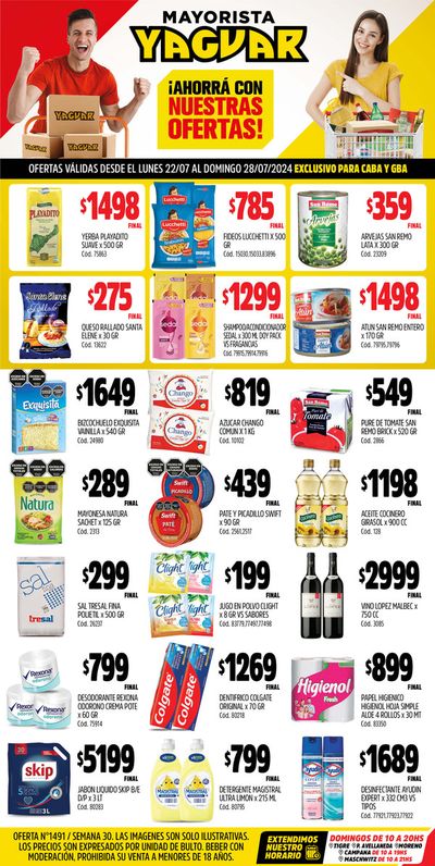 Ofertas de Hiper-Supermercados en Lomas de Zamora | Catálogo Supermercados Yaguar BS AS de Supermercados Yaguar | 22/7/2024 - 28/7/2024