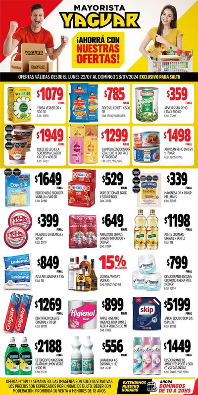 Ofertas de Hiper-Supermercados en Salta | Catálogo Supermercados Yaguar Salta de Supermercados Yaguar | 22/7/2024 - 28/7/2024
