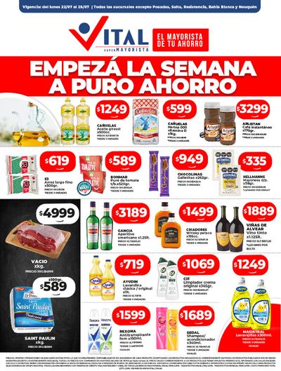Ofertas de Hiper-Supermercados en Adrogué | Ahorrá y Disfrutá! de Supermayorista Vital | 22/7/2024 - 28/7/2024