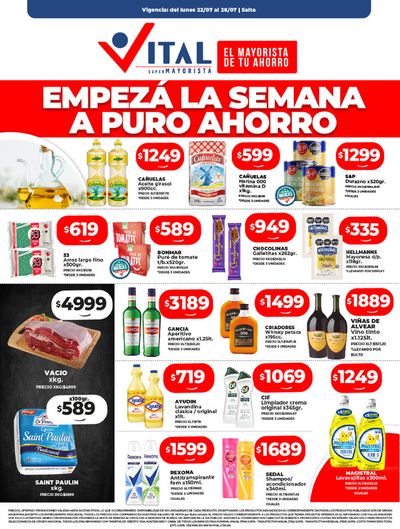 Ofertas de Hiper-Supermercados en Salta | ¡Ahorrá y Disfrutá! Ofertas Vital Salta de Supermayorista Vital | 22/7/2024 - 28/7/2024