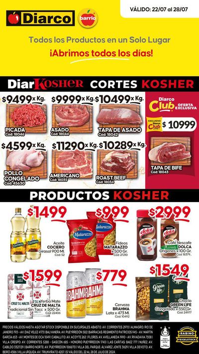 Catálogo Diarco en Buenos Aires | Ofertas Diarco Kosher | 22/7/2024 - 28/7/2024