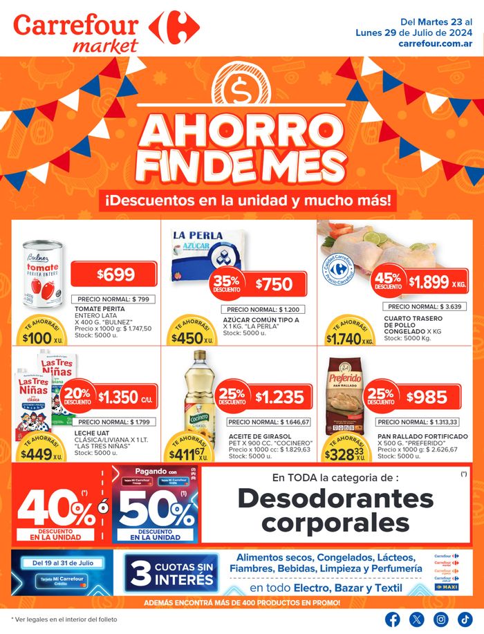 Catálogo Carrefour Market en Godoy Cruz | Catálogo Ahorro Fin de Mes Market Interior | 23/7/2024 - 29/7/2024