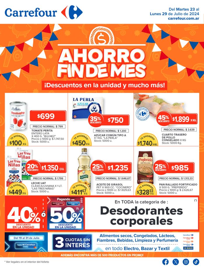 Catálogo Carrefour en Mendoza | Catálogo Ahorro Fin de Mes Hiper Interior | 23/7/2024 - 29/7/2024