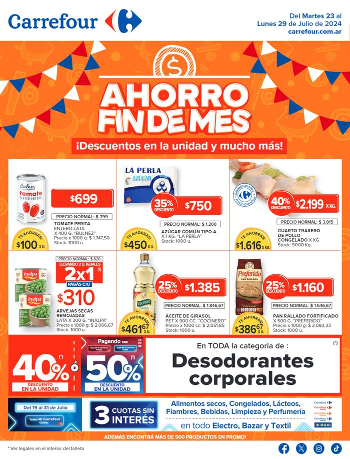 Catálogo Carrefour en Comodoro Rivadavia | Catálogo Ahorro Fin de Mes Hiper Sur | 23/7/2024 - 29/7/2024