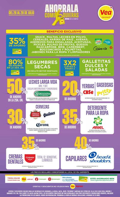 Catálogo Supermercados Vea en Santiago del Estero | Ofertas FDS Supermercados Vea NOA | 26/7/2024 - 28/7/2024