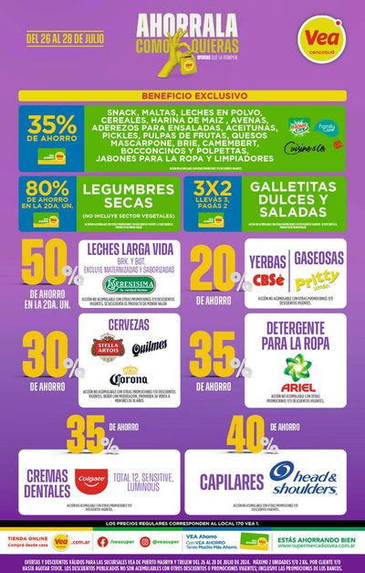 Catálogo Supermercados Vea en Puerto Madryn | Ofertas FDS Supermercados Vea Chubut | 26/7/2024 - 28/7/2024