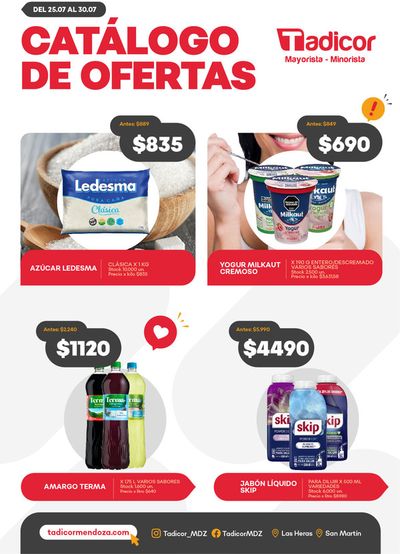 Ofertas de Hiper-Supermercados en San Martín (Mendoza) | Catálogo de Ofertas Supermercados Tadicor de Supermercados Tadicor | 25/7/2024 - 30/7/2024