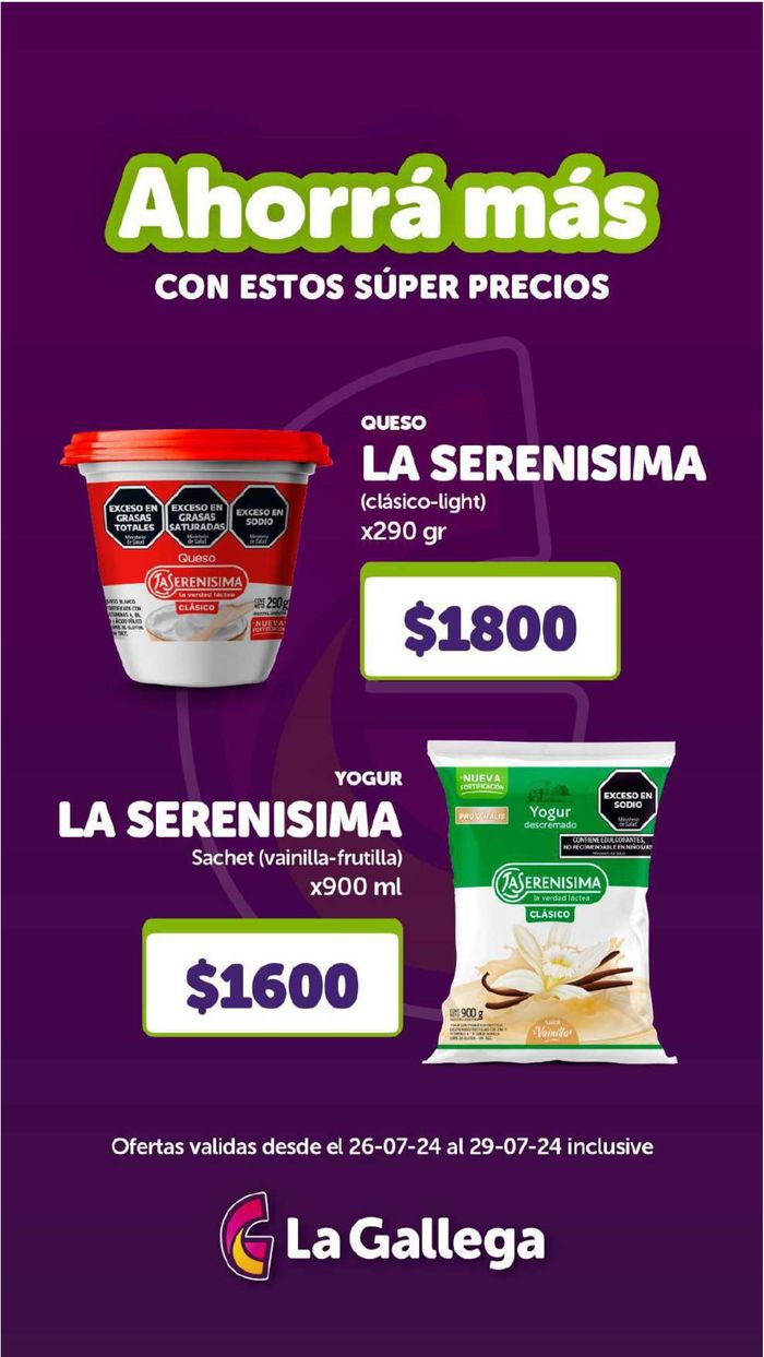 Catálogo La Gallega Supermercados en Rosario | Ofertas Supermercados La Gallega | 26/7/2024 - 29/7/2024