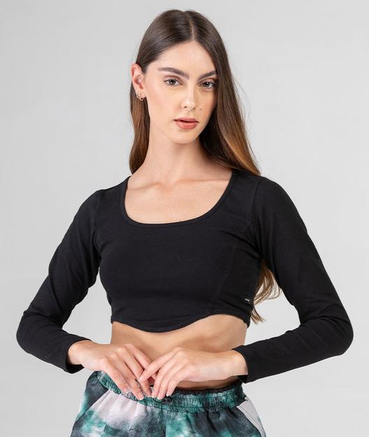 Oferta de Top mangas largas jersey de algodón lycra efecto corset - Línea al cuerpo por $25999 en Abstracta