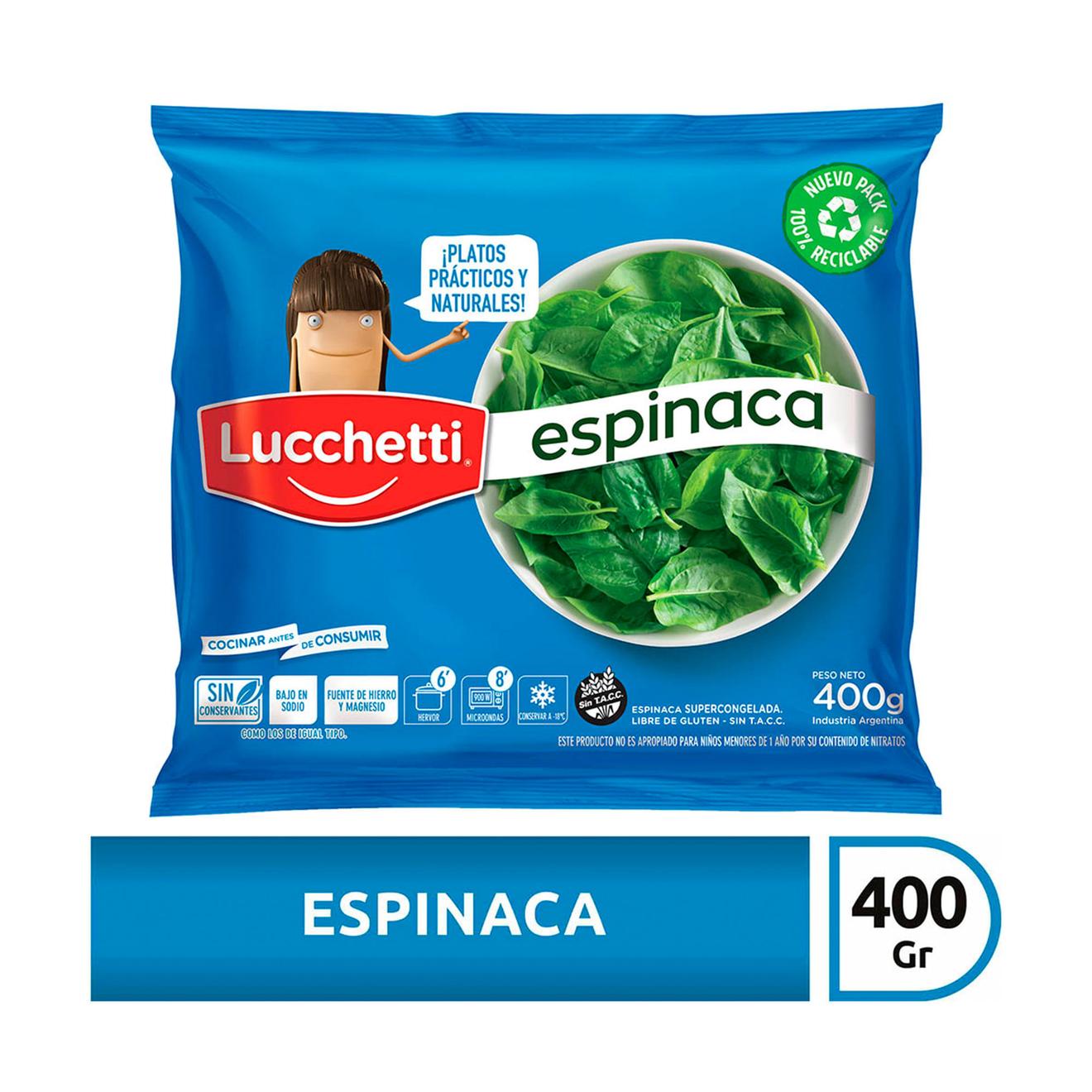 Oferta de Espinaca Lucchetti en bolsa 400 g. por $1700 en Carrefour
