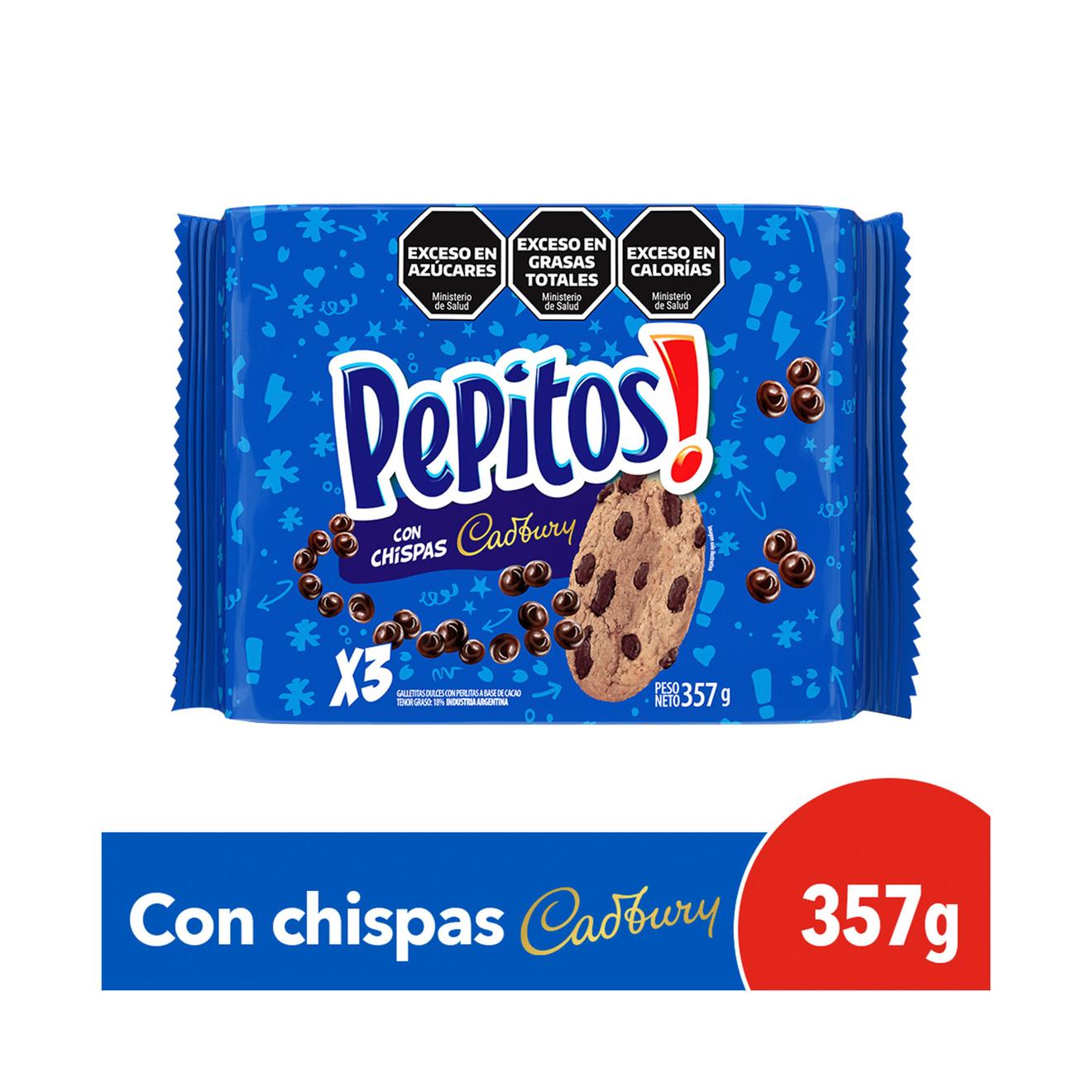 Oferta de Galletitas Pepitos con chips de chocolate x3 119 g. por $2660 en Carrefour