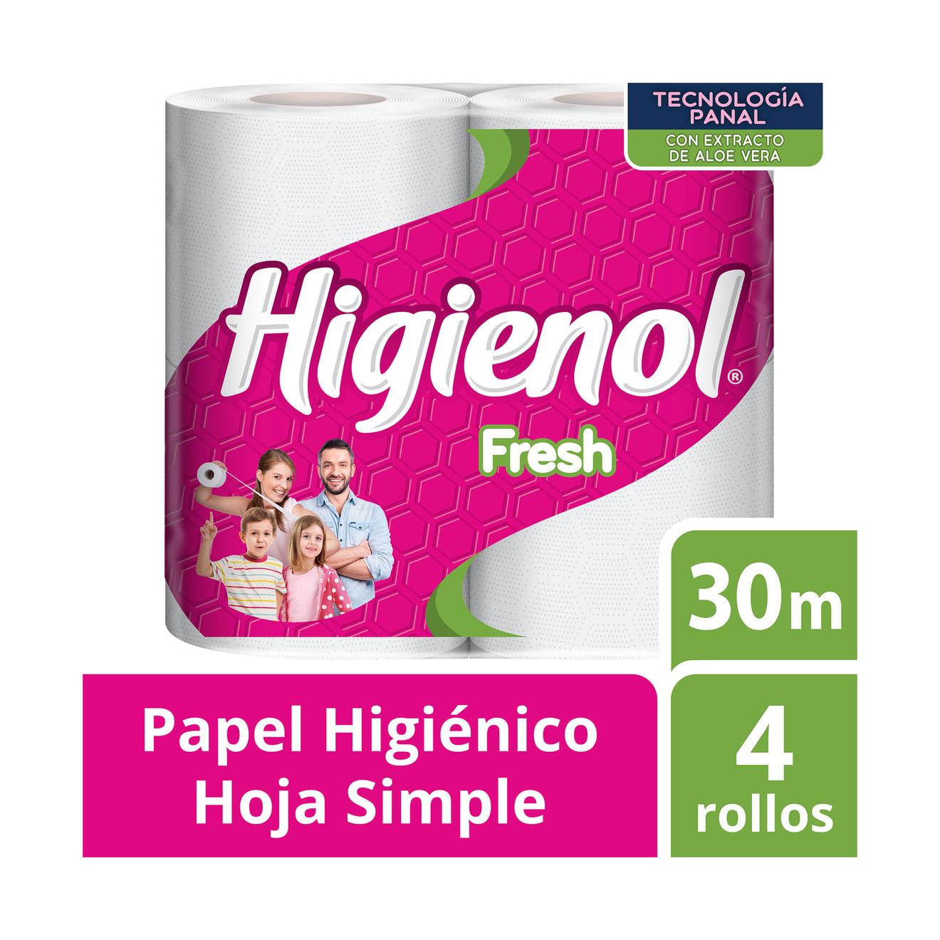 Oferta de Papel higiénico Higienol hoja simple fresh aloe x4 30 mts. por $1850 en Carrefour