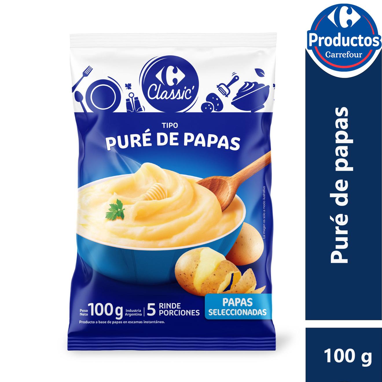 Oferta de Puré de papas instantáneo Carrefour classic 100 g. por $1237,1 en Carrefour