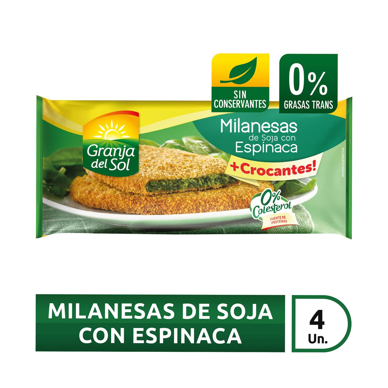Oferta de Milanesa Granja del sol de soja espinaca 4 uni por $2060 en Carrefour