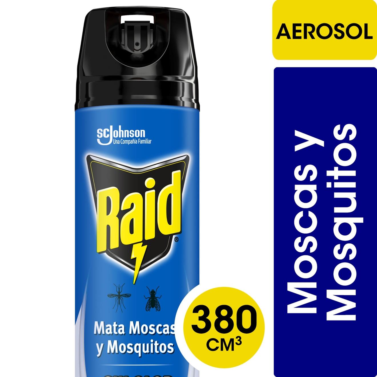 Oferta de Insecticida Raid mata moscas y mosquitos sin olor en aerosol 380 ml. por $4050 en Carrefour