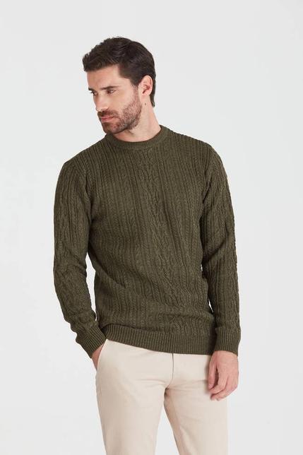 Oferta de Sweater escote redondo verde melange por $4444 en Macowens