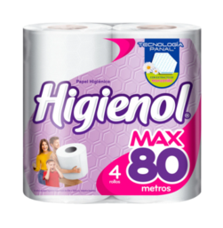 Oferta de HIGIENOL papel higienico max hoja simple 80m x4Un. por $3436,4 en Pasos Supermercado