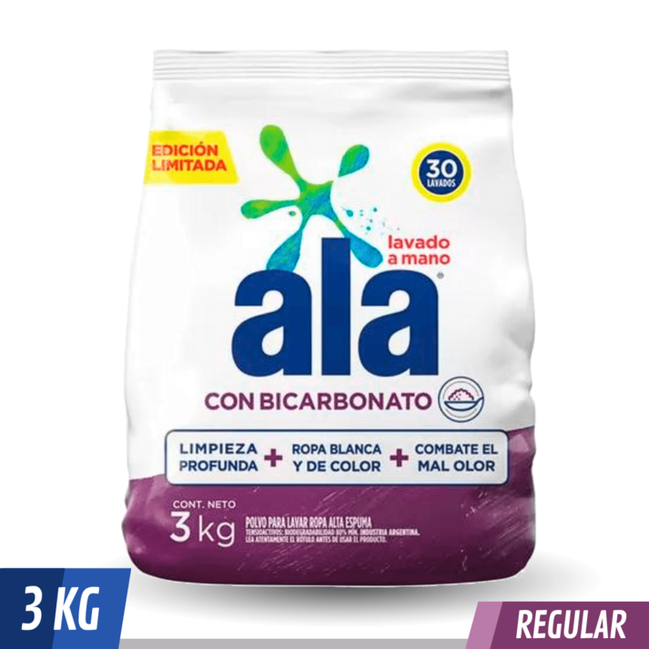 Oferta de Jabon Ala Regular con Bicarbonato 3kg por $3999 en Supermercados Comodin