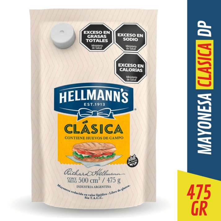 Oferta de Mayonesa Hellmann's Clásica Doypack x 475 Gr por $1273,99 en Supermercados Comodin