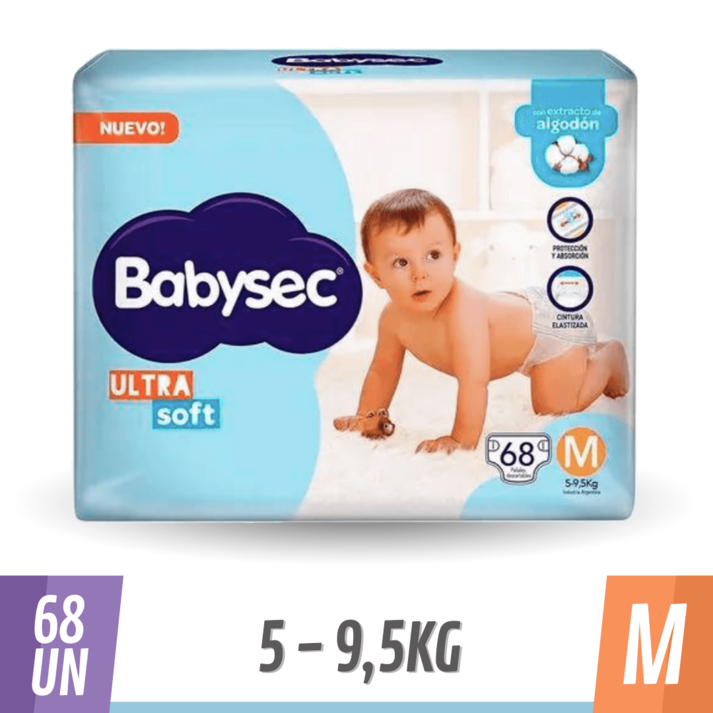 Oferta de Pañal Babysec Ultra Soft Jumbo M 68 un por $9999 en Supermercados Comodin