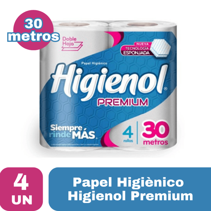 Oferta de Papel Higienico Higienol Doble Hoja Premium 4x30Mt por $1999 en Supermercados Comodin