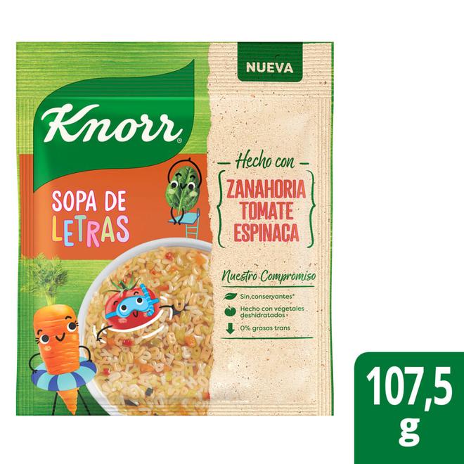 Oferta de Sopa Casera Knorr Vegetales Letras 107.5 Gr por $863,99 en Supermercados Comodin
