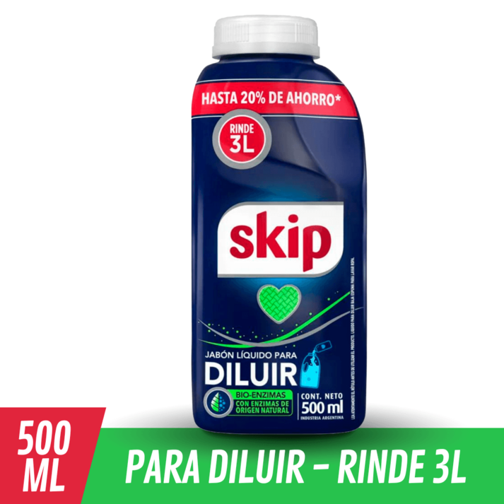 Oferta de Jabón Líquido Skip para Diluir 500 ml por $3674,25 en Supermercados Comodin