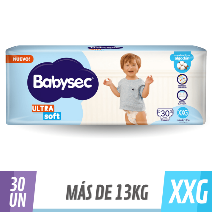 Oferta de Pañal Babysec Ultra Soft Hiper XXG 30 un por $5799 en Supermercados Comodin