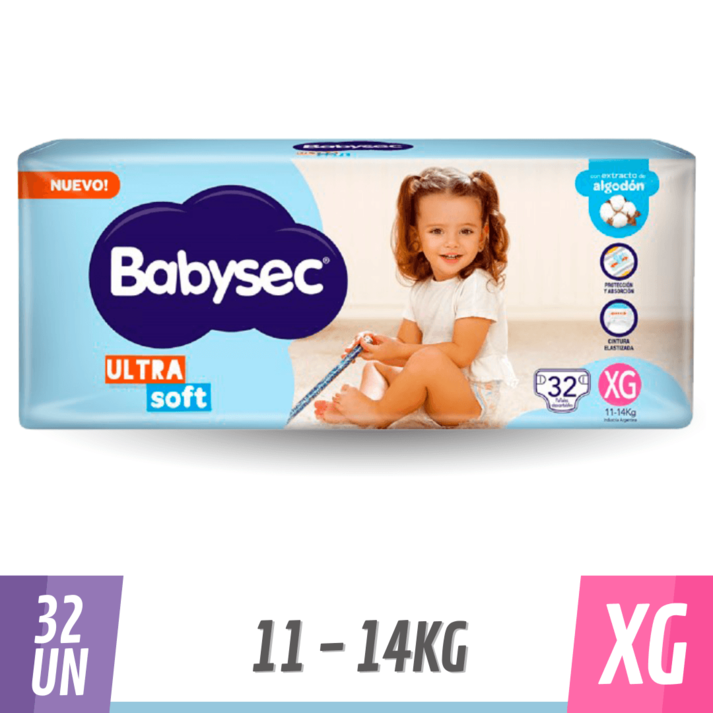 Oferta de Pañal Babysec Ultra Soft Hiper XG 32 un por $5999 en Supermercados Comodin