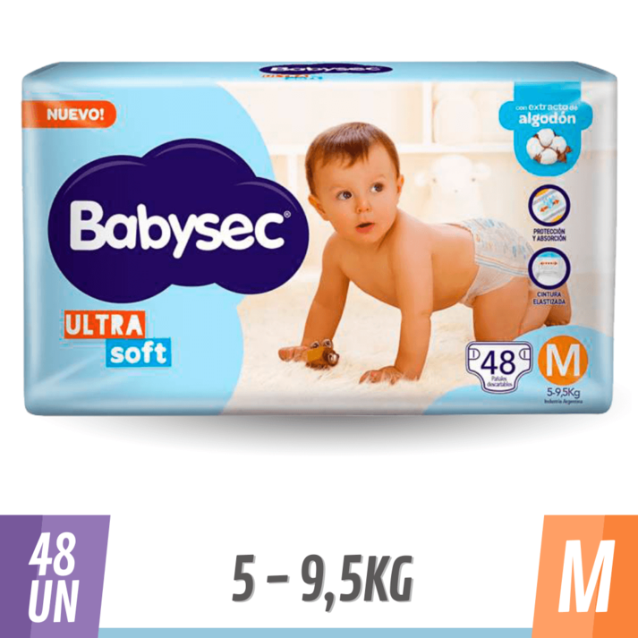 Oferta de Pañal Babysec Ultra Soft Hiper M 48 un por $5799 en Supermercados Comodin