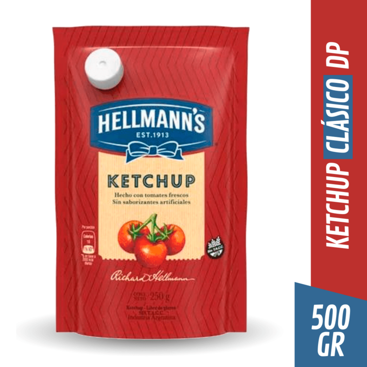 Oferta de Ketchup Clásico Hellmann's Doypack 500 g por $1531,73 en Supermercados Comodin