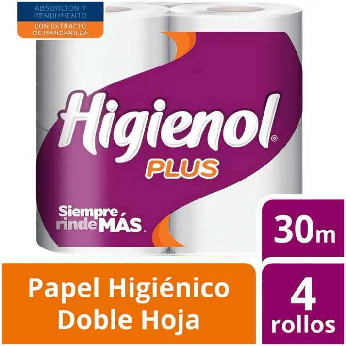 Oferta de Papel Higienico Higienol Doble Hoja Plus 4x30Mt por $1689 en Supermercados Comodin