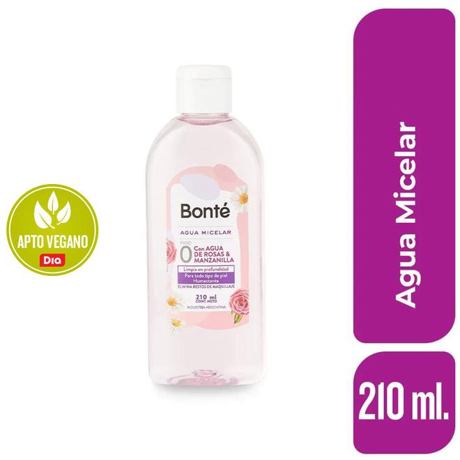Oferta de Agua Micelar Con Agua De Rosas Y Manzanilla Bonte 210 Ml. por $2500 en Supermercados DIA