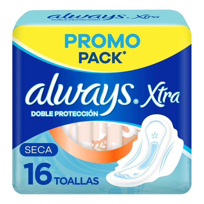 Oferta de Always Xtra Doble Protección Seca Toallitas Femeninas 16 Unidades por $3030 en Supermercados DIA