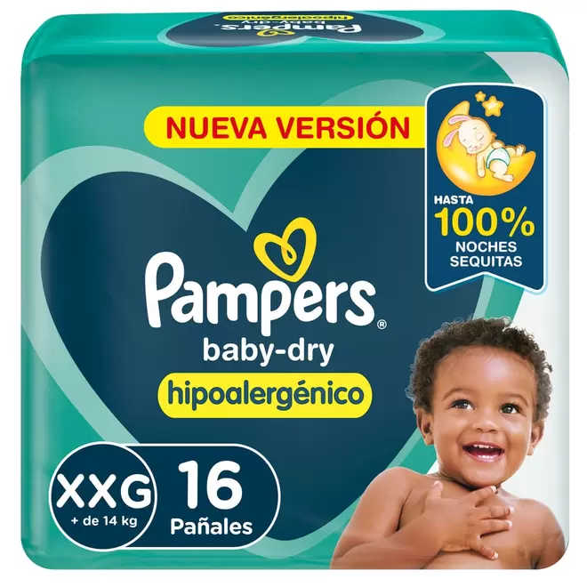 Oferta de Pañales Pampers Baby Dry Hipoalergénico Talle XXG 16 Ud. por $13205,5 en Supermercados DIA