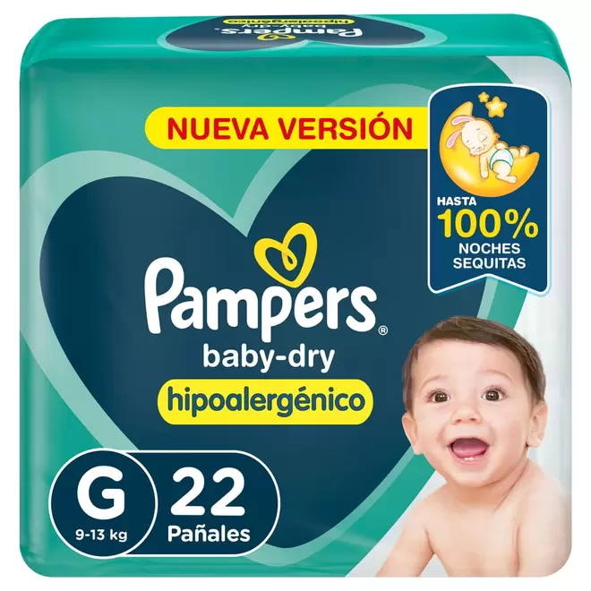 Oferta de Pañales Pampers Baby Dry Hipoalergénico Talle G 22 Ud. por $13205,5 en Supermercados DIA