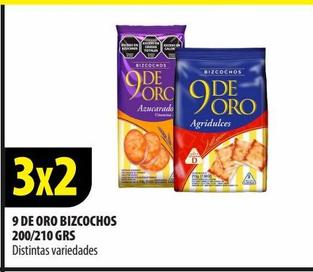Oferta de 9 DE ORO BIZCOCHOS 200/210 GRS Distintas variedades en Punto Mayorista