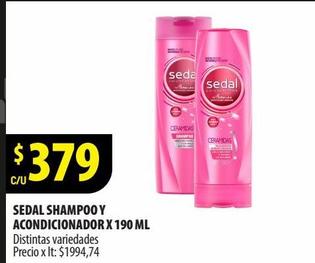 Oferta de SEDAL SHAMPOO Y ACONDICIONADOR X 190 ML Distintas variedades por $379 en Punto Mayorista
