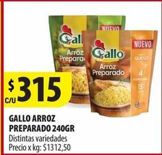 Oferta de GALLO ARROZ PREPARADO 240GR Distintas variedades por $315 en Punto Mayorista