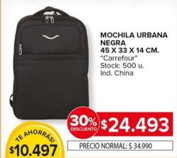Oferta de Mochila Urbana Negra 45 x 33 x 14 cm. por $24493 en Carrefour Maxi