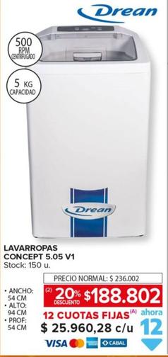 Oferta de Lavarropas Concept 5.05 v1 por $188802 en Carrefour Maxi