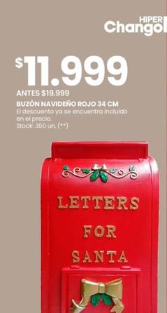 Oferta de Buzon Navideno Rojo por $11999 en HiperChangomas