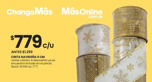 Oferta de Cinta Navidena 6 Cm por $779 en HiperChangomas